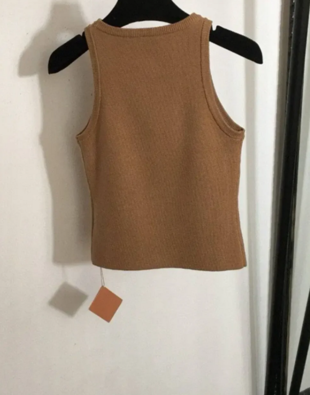 Miu Miu Camel Knit Tank with Beaded Logo - Picture 2 of 3